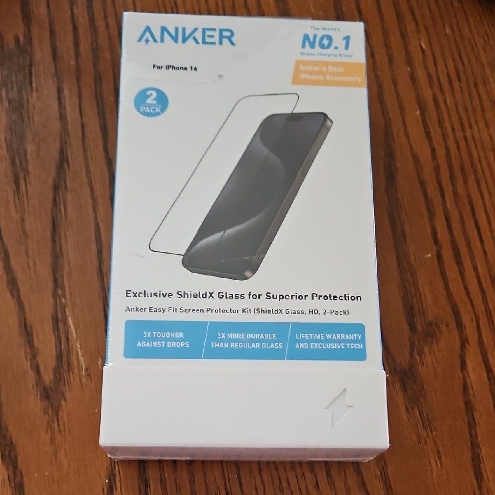 Anker ShieldX Glass Screen Protector for iPhone 16 - 2 Pack